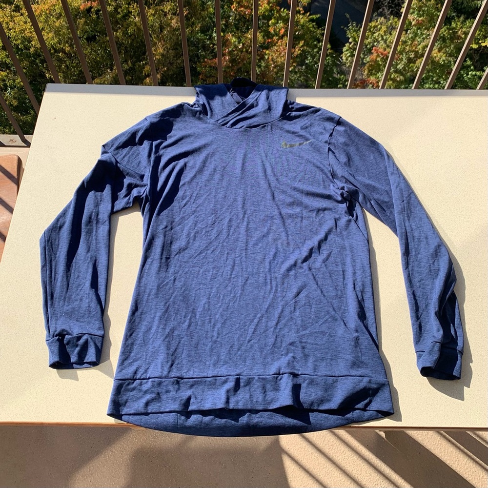 Nike Dri-Fit Blue Hoodie Long Sleeve Athletic Workout Athleisure Hooded Sweater